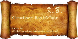 Kirschner Benjámin névjegykártya